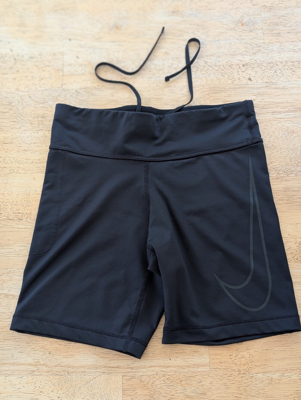 Nike Women's Black Drawstring Athletic Shorts with Subtle Swoosh. Size XS